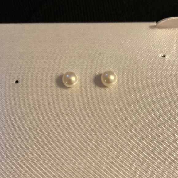 Elegant Cultured Pearl Stud Earrings - Picture 2 of 3